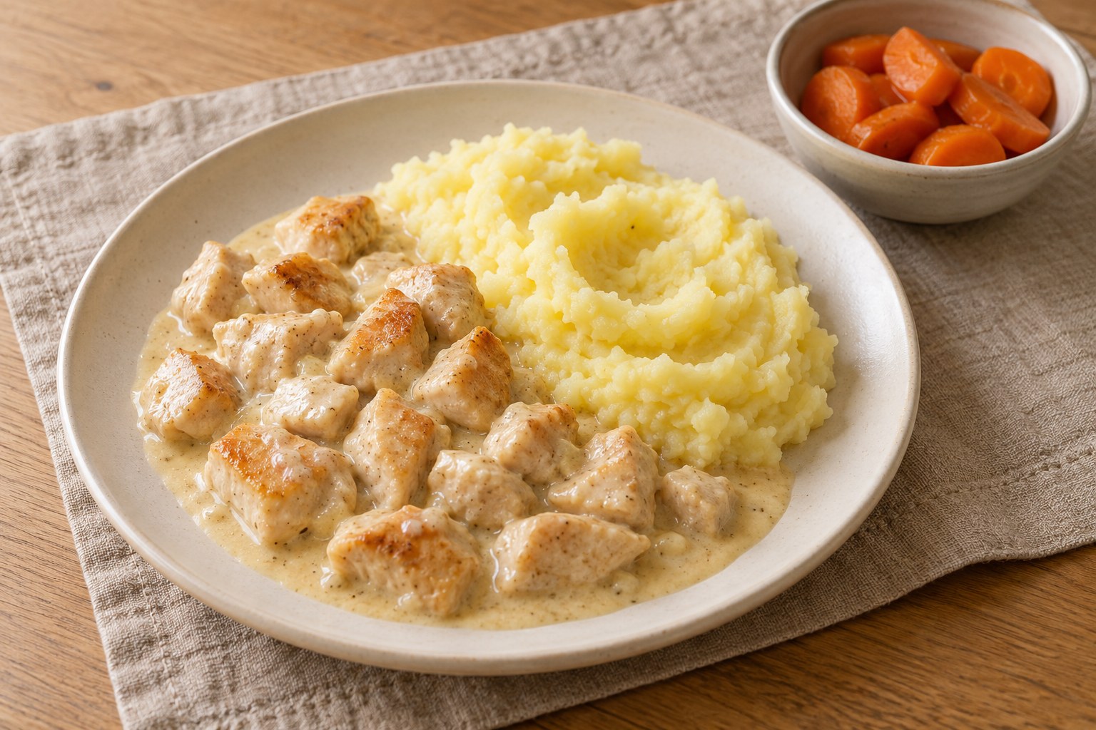 Przykładowe podanie: Kurczak w kremowym sosie i puree